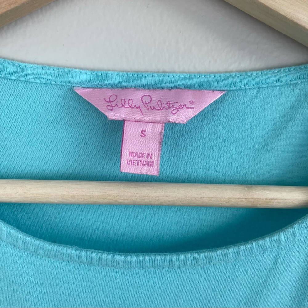 LILLY PULITZER Tiffany Blue Eyelet Lace Hem Tank Top - Picture 10 of 10